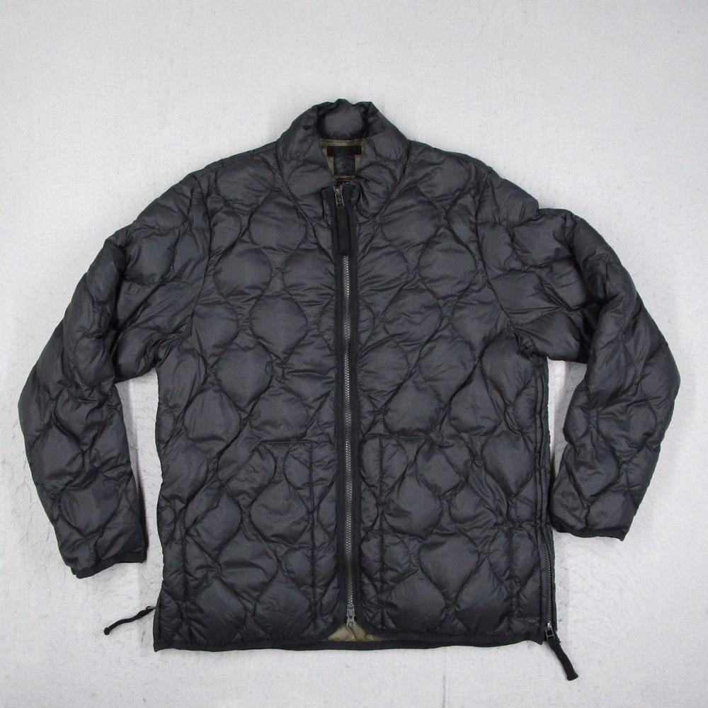 Taion Mens Hi Neck Zip Jacket Black Onion Quilted Down Puffer Coat Size Large